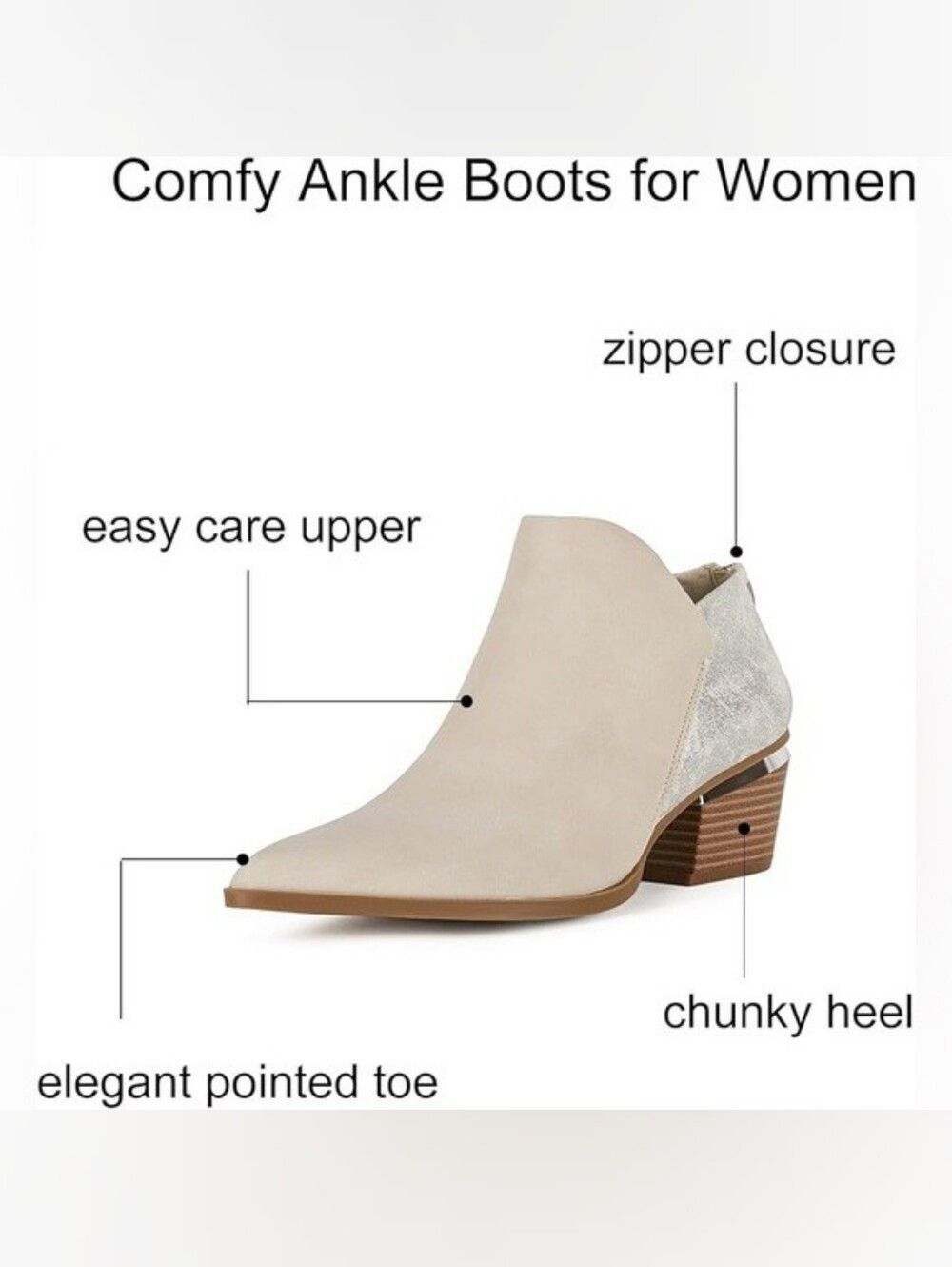 (S-4845)  ZBY Womens Pointed Toe Cut  Ankle Boots Sz 9.5